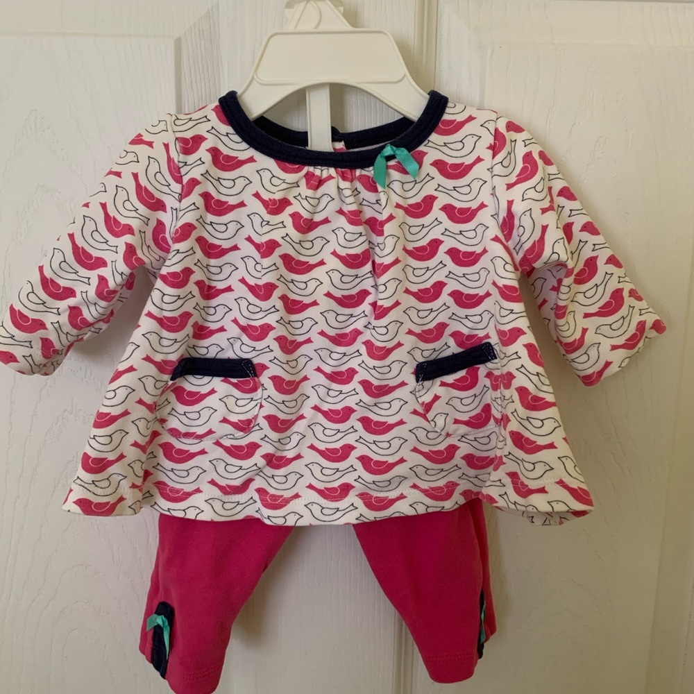 Baby girl bird print tunic and matching leggings